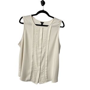 Ann Taylor Cream Pleated Button-Down Blouse Sz XLP
